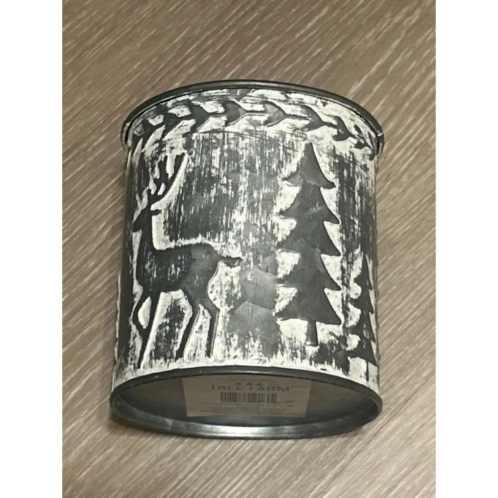 Small Rustic Farmhouse Style Christmas Tin for Decorating